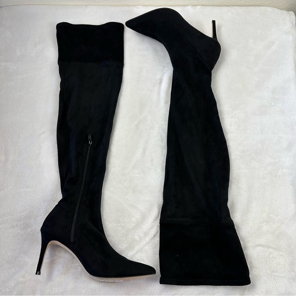 Melrose & Market Women's 8 Thigh High Faux Suede Heeled Boots Blk Sleek Evening - Picture 3 of 9
